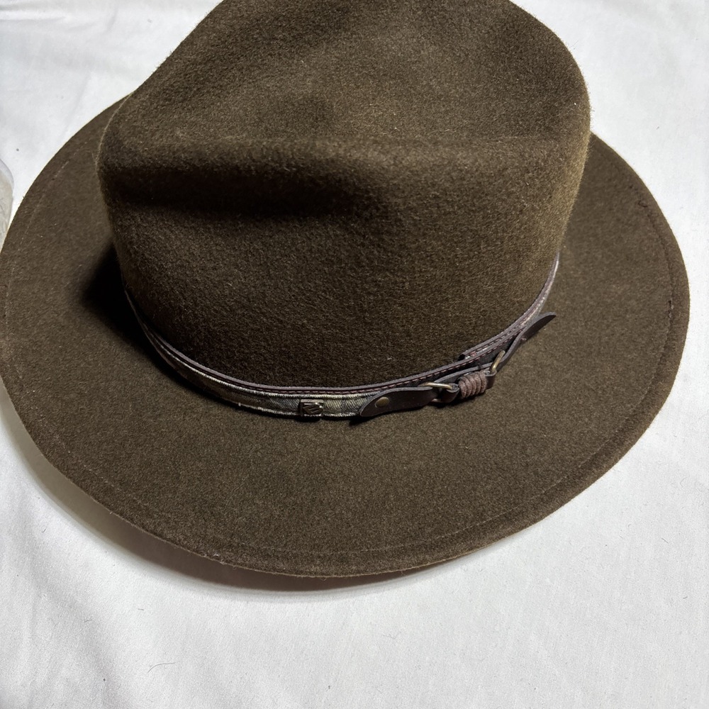 Broner Men's Hat Brown L Lite Felt 100% Wool Camo Accent Cowboy Water Repellent - Picture 16 of 16